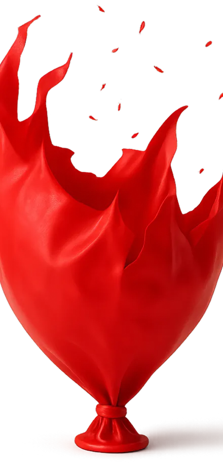 Ein roter geplatzter Ballon