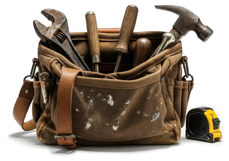 Eine alte Werkzeugtasche